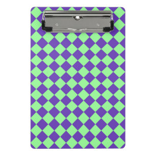 Minicarpeta De Pinza Patrón de diamante de cuadros verde púrpura