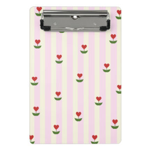 Minicarpeta De Pinza Patrón de Flor de Corazón Dulce – Rayas Suaves de 