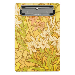 Minicarpeta De Pinza Patrón de flores de lirio de Alphonse Mucha: Art N