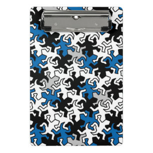Minicarpeta De Pinza Patrón de Geckos Espejo Mosaico - blanco azul