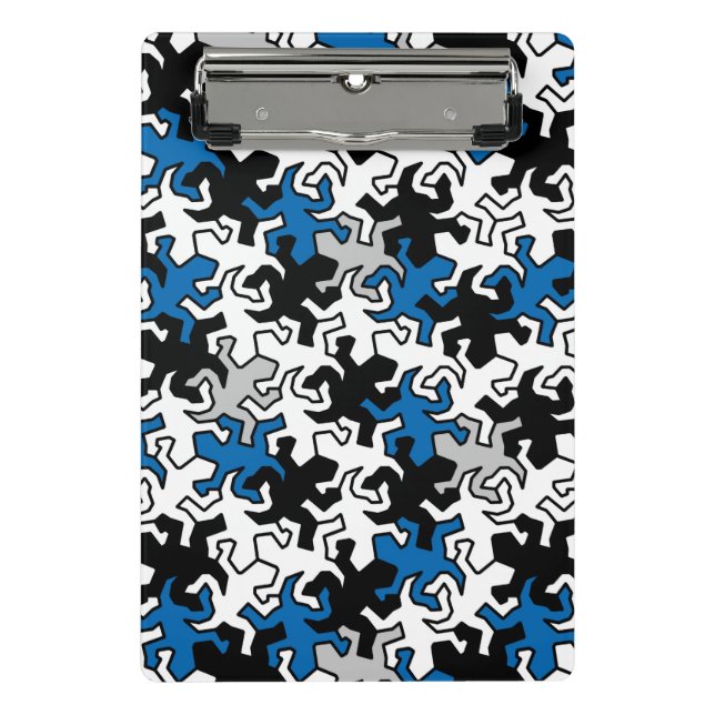 Minicarpeta De Pinza Patrón de Geckos Espejo Mosaico - blanco azul (Anverso)