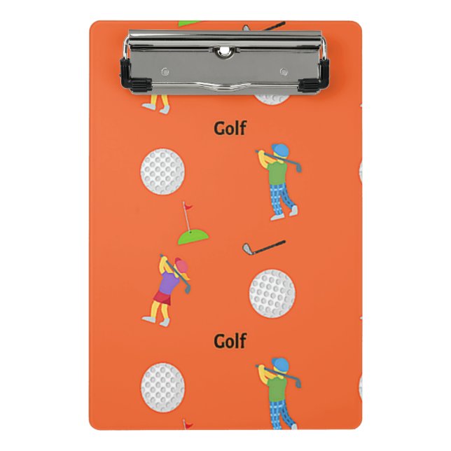 Minicarpeta De Pinza Patrón de golf en naranja (Anverso)