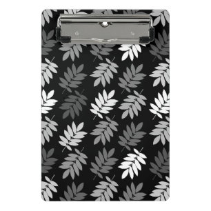 Minicarpeta De Pinza Patrón de hoja de anciano negro blanco gris