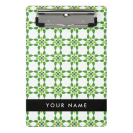 Minicarpeta De Pinza Patrón de hojas, hojas verdes, nombre