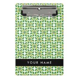 Minicarpeta De Pinza Patrón de hojas, hojas verdes, nombre