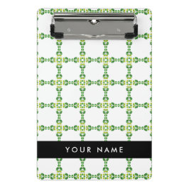 Minicarpeta De Pinza Patrón de hojas, hojas verdes, nombre