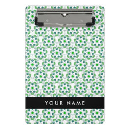 Minicarpeta De Pinza Patrón de hojas, hojas verdes, nombre