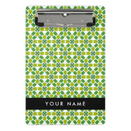 Minicarpeta De Pinza Patrón de hojas, hojas verdes, nombre