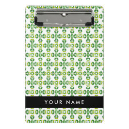 Minicarpeta De Pinza Patrón de hojas, hojas verdes, nombre