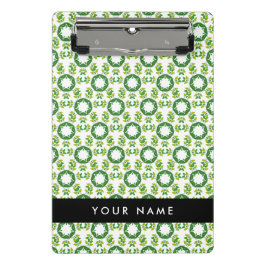 Minicarpeta De Pinza Patrón de hojas, hojas verdes, nombre