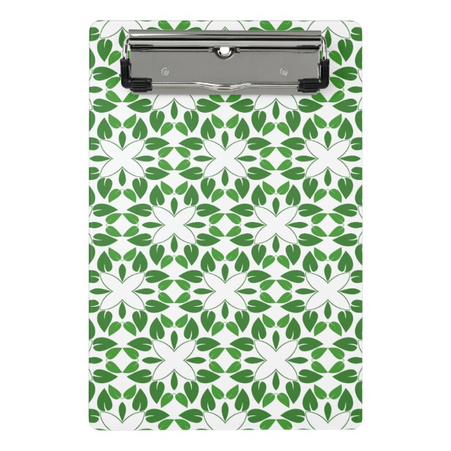 Minicarpeta De Pinza Patrón De Hojas, Patrón De Hojas, Hojas Verdes (Anverso)