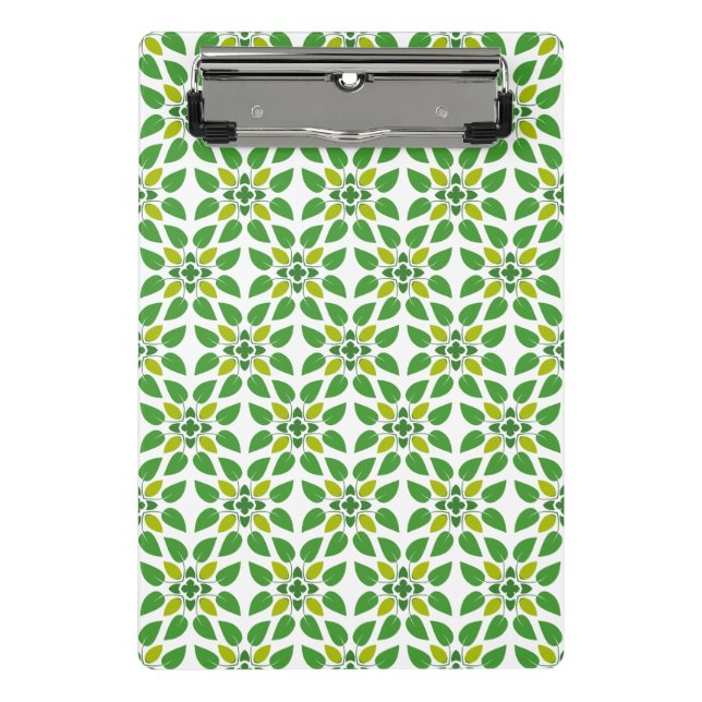 Minicarpeta De Pinza Patrón De Hojas, Patrón De Hojas, Hojas Verdes (Anverso)