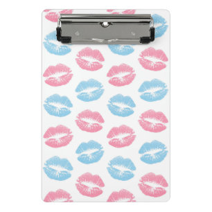 Minicarpeta De Pinza Patrón de labios azules y rosas, lápiz labial, bes
