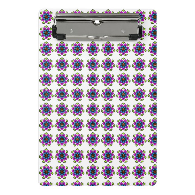 Minicarpeta De Pinza Patrón de Mandala Floral (Anverso)