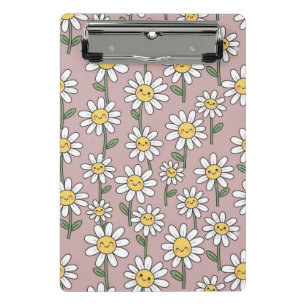 Minicarpeta De Pinza Patrón de Margaritas Felices - Diseño Floral Adora