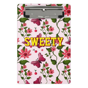 Minicarpeta De Pinza Patrón de mariposa floral personalizado