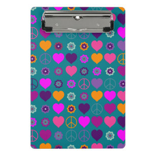 Minicarpeta De Pinza Patrón de paz del corazón del poder de las flores