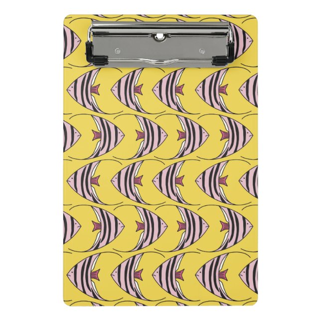 Minicarpeta De Pinza Patrón de pez amarillo blanco (Anverso)