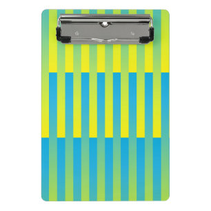 Minicarpeta De Pinza Patrón de rayas azul amarillo verde