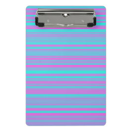 Minicarpeta De Pinza Patrón de rayas azules moradas rosadas