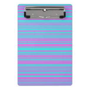 Minicarpeta De Pinza Patrón de rayas azules moradas rosadas