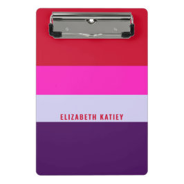 Minicarpeta De Pinza Patrón de rayas rojas, rosadas y púrpura