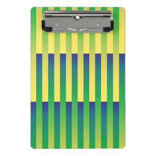 Minicarpeta De Pinza Patrón de rayas verde amarillo azul