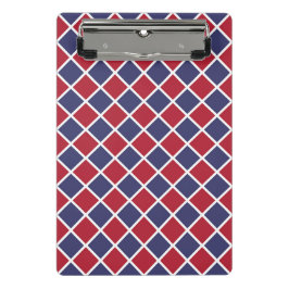 Minicarpeta De Pinza Patrón de rombo de arlequín de cuadros rojo azul b