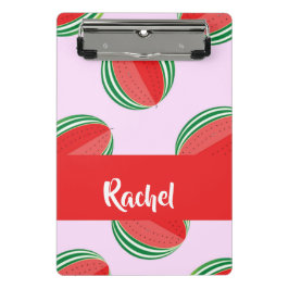 Minicarpeta De Pinza Patrón de sandía en rodajas sobre rosa