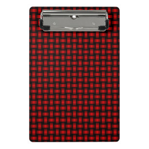 Minicarpeta De Pinza Patrón de Tejido Rojo y Negro
