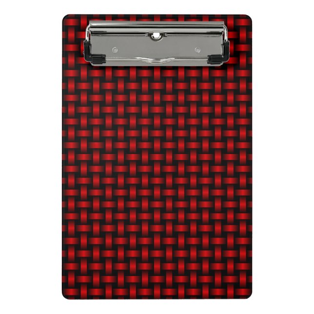 Minicarpeta De Pinza Patrón de Tejido Rojo y Negro (Anverso)