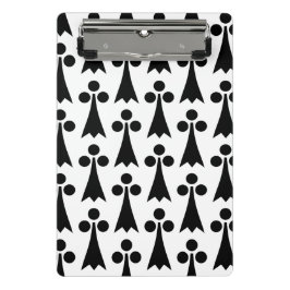 Minicarpeta De Pinza Patrón Ermine, patrón medieval, negro sobre blanco