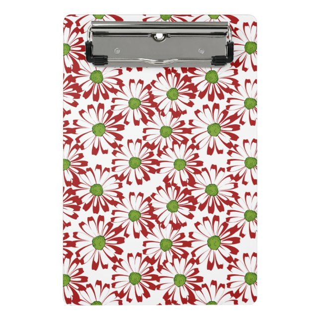Minicarpeta De Pinza Patrón floral de margarita roja y verde navidad (Anverso)