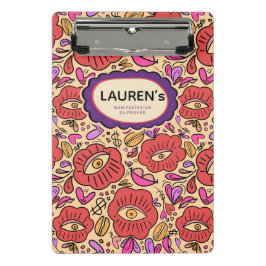 Minicarpeta De Pinza Patrón Floral de Ojo Afortunado