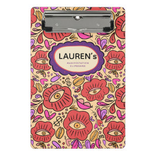 Minicarpeta De Pinza Patrón Floral de Ojo Afortunado