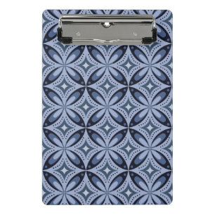 Minicarpeta De Pinza Patrón geométrico azul estilo retro