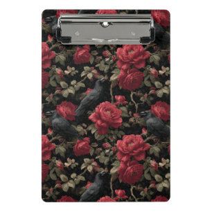 Minicarpeta De Pinza Patrón gótico con rosas y cuerdas rojas