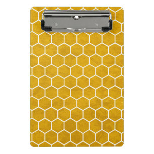 Minicarpeta De Pinza Patrón hexagonal exagerado amarillo