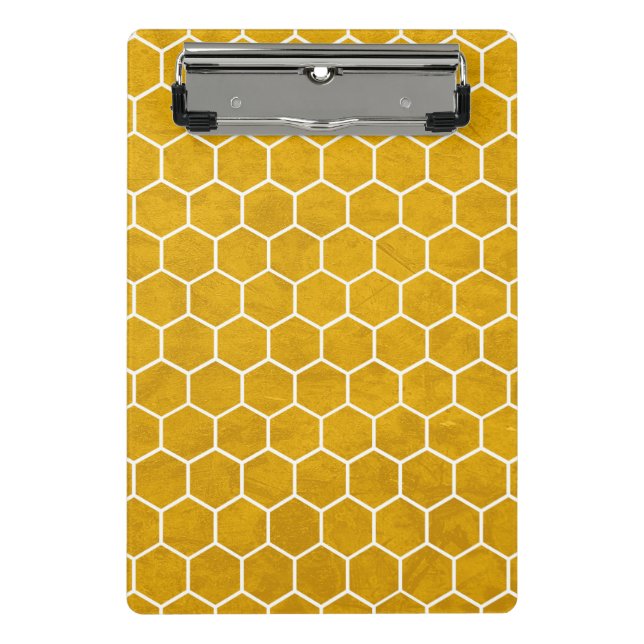 Minicarpeta De Pinza Patrón hexagonal exagerado amarillo (Anverso)