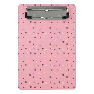 Minicarpeta De Pinza Patrón Mínimo de Caritas de Gato en Rosa – Pastel 