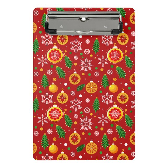 Minicarpeta De Pinza Patrón navideño rojo (Anverso)