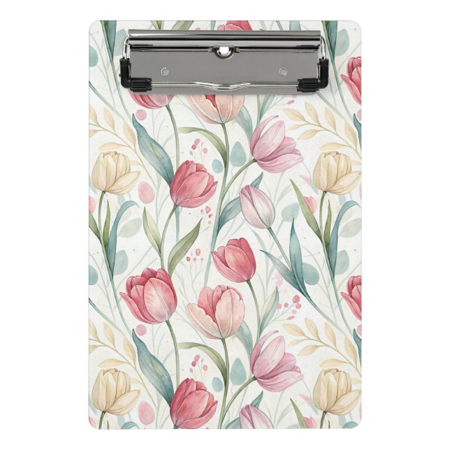 Minicarpeta De Pinza Pattern Watercolor Modern Tulips (Anverso)