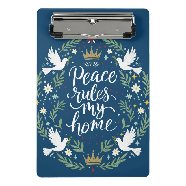Minicarpeta De Pinza Peace Rules My Home (Anverso)
