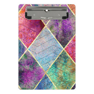 Minicarpeta De Pinza Pearl Harlequin Herringbone Trippy Hippie Rainbow
