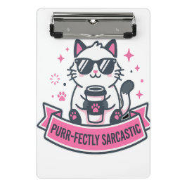 Minicarpeta De Pinza Pegatina de gato blanco perfectamente sarcástico