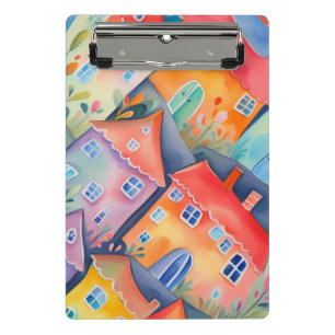 Minicarpeta De Pinza Pequeñas casas pasteles de color suave, de color p
