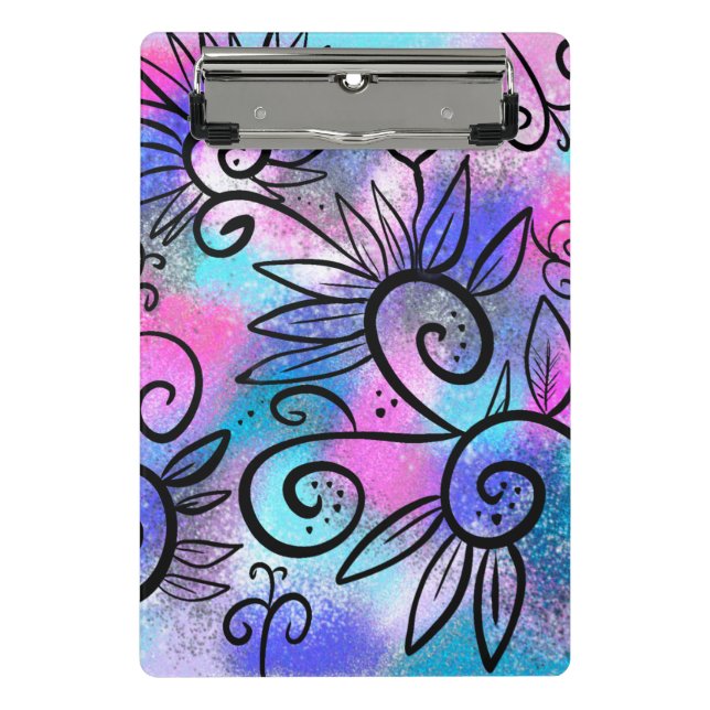 Minicarpeta De Pinza Pequeño pájaro floral gracioso (Anverso)