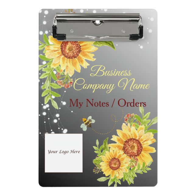 Minicarpeta De Pinza Personalizado de degradado de girasol amarillo ele (Anverso)