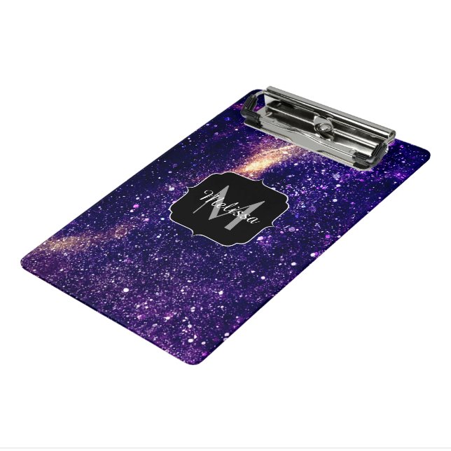 Minicarpeta De Pinza Personalizado de galaxia abstracta violeta monogra (Angulado 3)