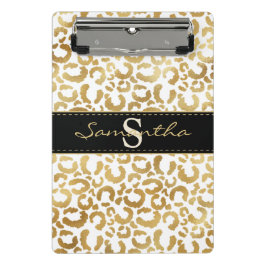 Minicarpeta De Pinza Personalizado de impresión de leopardo dorado